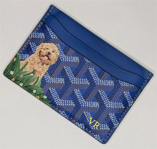 Designer leather card holder